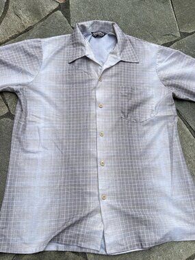 Vintage Sears Sportswear Button Up Shirt Mens Large Plaid Grid Retro Dad